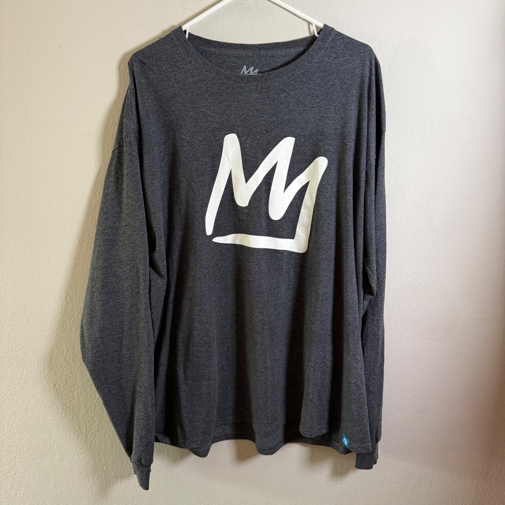 Mammoth Mens Long Sleeve Graphic T-Shirt Charcoal Grey Crown Logo XL